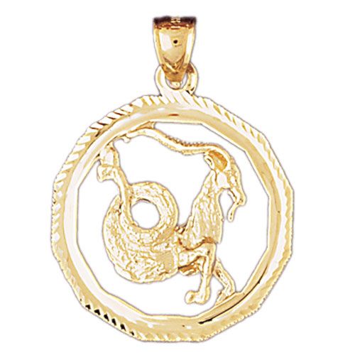 Capricorn Zodiac Sign Charm Pendant 14k Gold