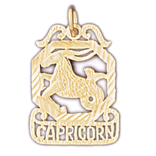 Capricorn Zodiac Sign Charm Pendant 14k Gold
