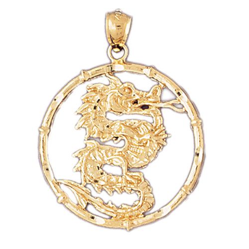 Dragon Chinese Zodiac Sign Charm Pendant 14k Gold
