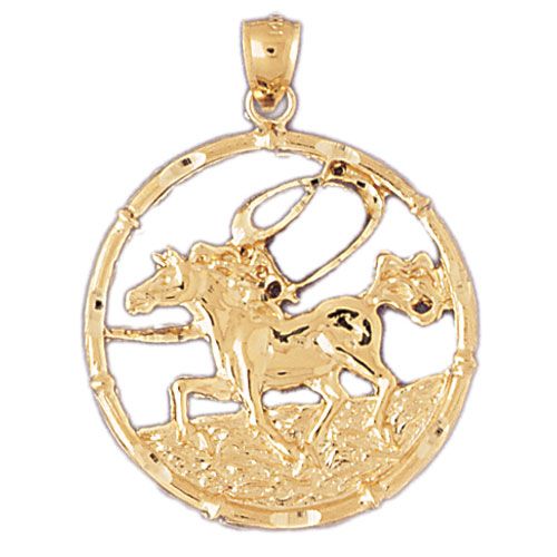 Horse Chinese Zodiac Sign Charm Pendant 14k Gold
