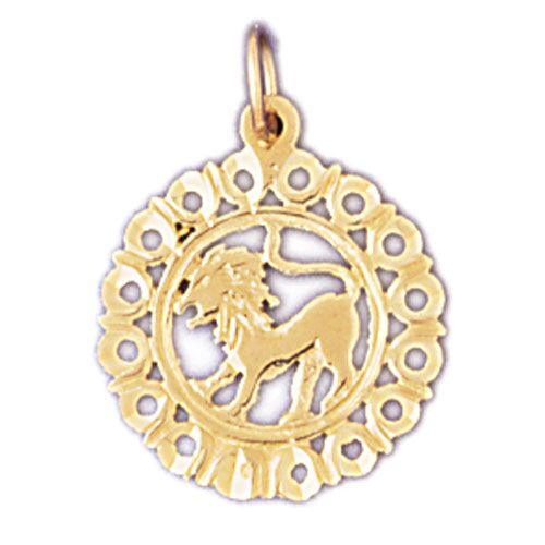 Leo Zodiac Sign Charm Pendant 14k Gold