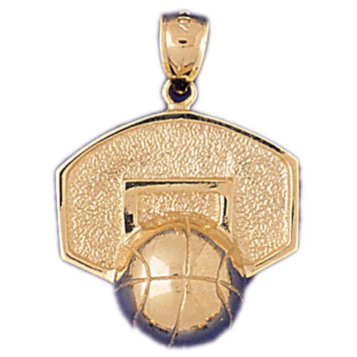 Basketball Ball and Board Charm Pendant 14k Gold