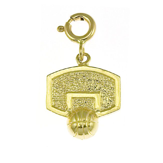 Basketball Ball and Board Charm Pendant 14k Gold