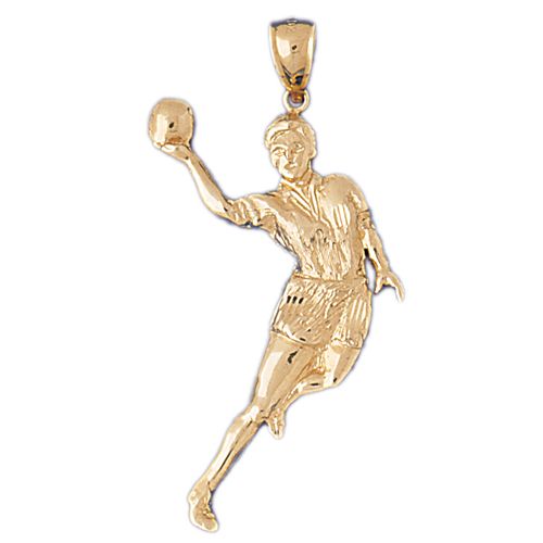 Basketball Player Charm Pendant 14k Gold
