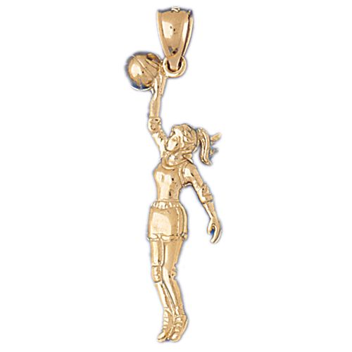 Basketball Player Charm Pendant 14k Gold