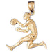 Basketball Player Charm Pendant 14k Gold