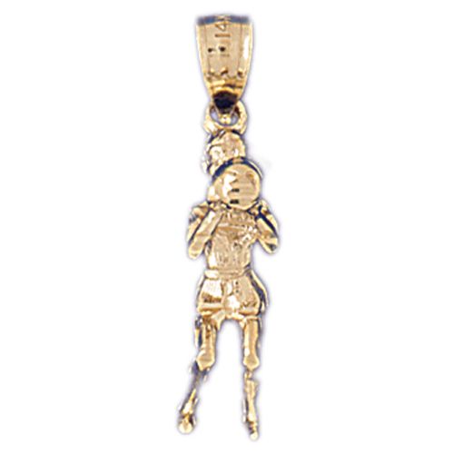 3D Basketball Player Charm Pendant 14k Gold