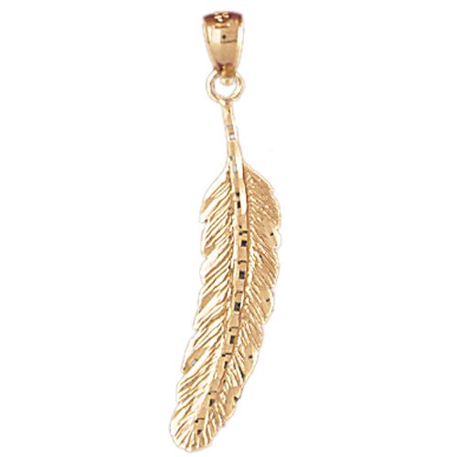 Feather Charm Pendant 14k Gold