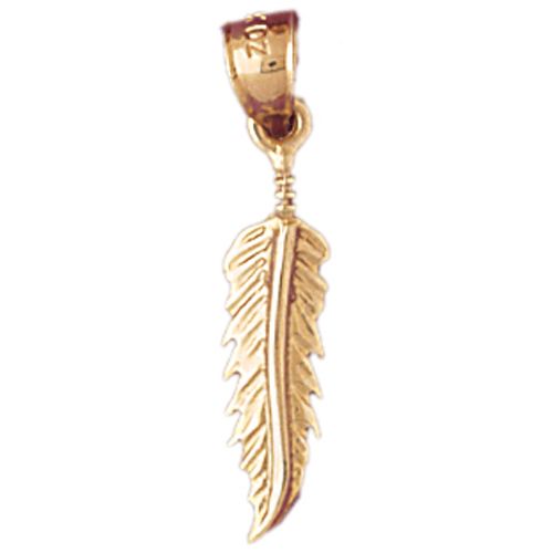 Feather Charm Pendant 14k Gold