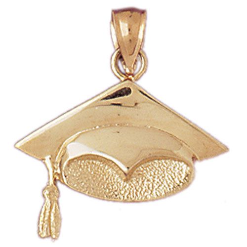 Graduation Hat Charm Pendant 14k Gold