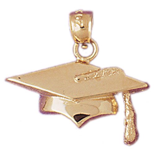 Graduation Hat Charm Pendant 14k Gold