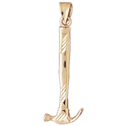 3D Hammer Charm Pendant 14k Gold