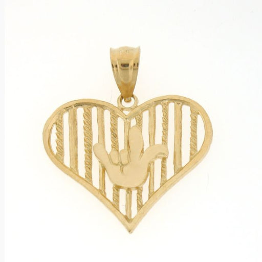 Hand in Heart Charm Pendant 14k Gold