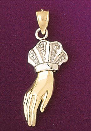3D Hand Charm Pendant 14k Two Tone Gold