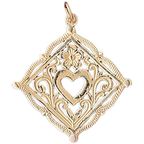 Heart Charm Pendant 14k Gold