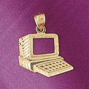 Charm Pendant 14K Gold, which has the shape of a Computer Desktop ...