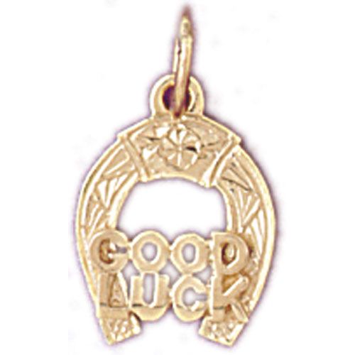 Lucky Horseshoe Good Luck Charm Pendant 14k Gold