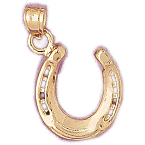 Lucky Horseshoe Charm Pendant 14k Gold