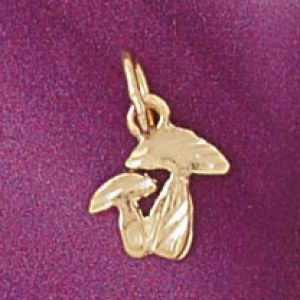 Mushrooms Charm Pendant 14k Gold