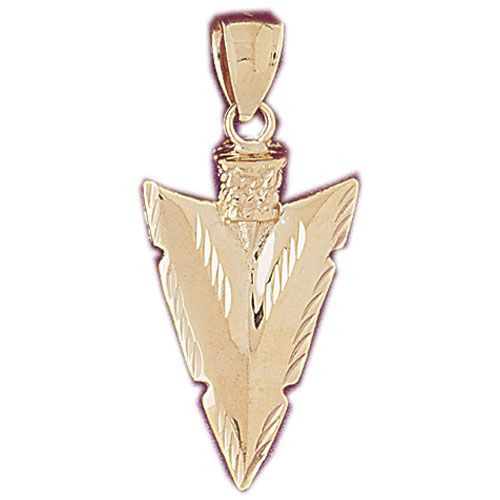 Native American Arrow Head Charm Pendant 14k Gold