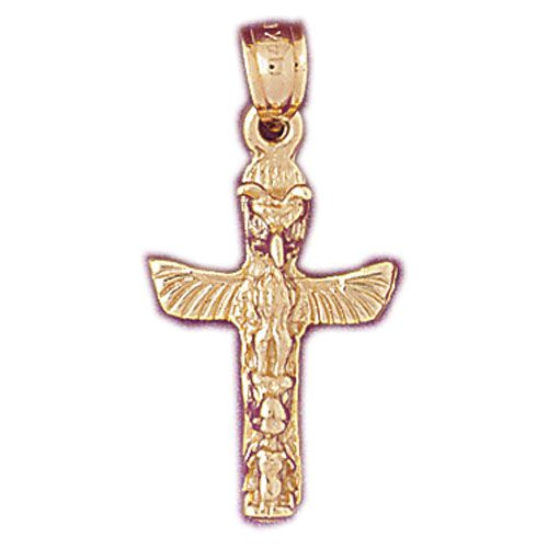 Native American Holy Indian Sign Charm Pendant 14k Gold