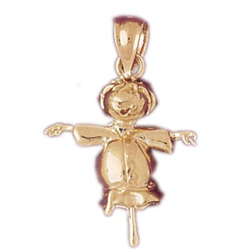 3D Scarecrow Charm Pendant 14k Gold