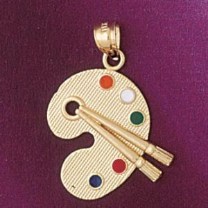 Painting Palette Charm Pendant 14k Gold