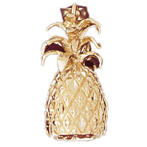 Pineapple 3 Dimensional Charm Pendant 14k Gold