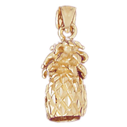 Pineapple 3 Dimensional Charm Pendant 14k Gold