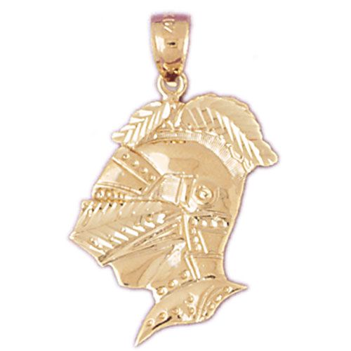 Armor's Helmet of a Roman Fighter Charm Pendant 14k Gold