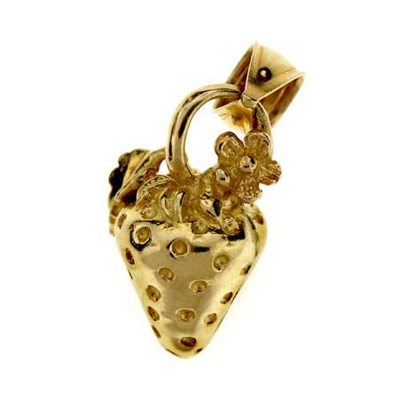 Strawberry Charm Pendant 14k Gold