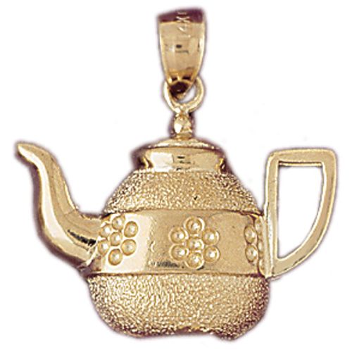 Teapot Charm Pendant 14k Gold