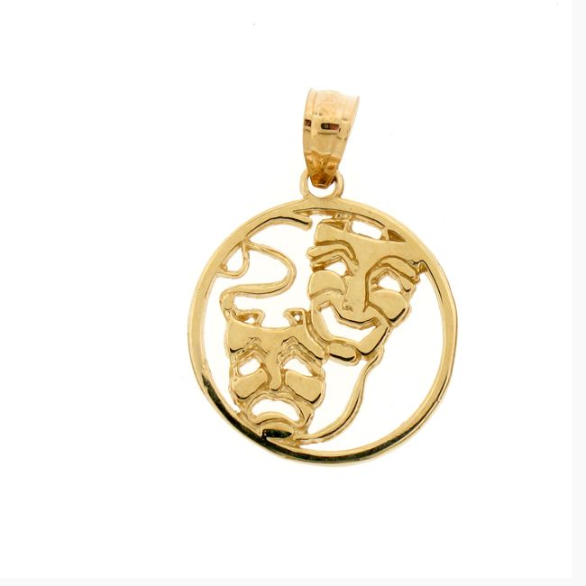 Drama Masks Charm Pendant 14k Gold