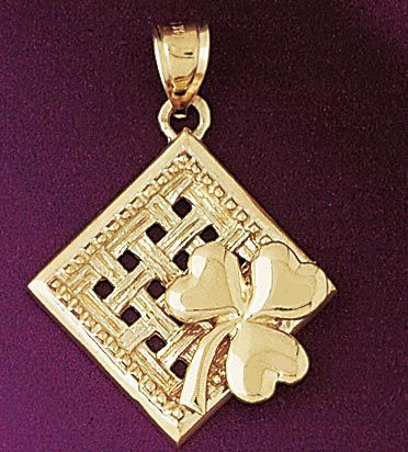 Three Leaf Clover Charm Pendant 14k Gold