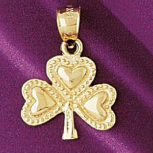 Three Leaf Clover Charm Pendant 14k Gold