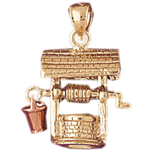 Water Well Two Tone Charm Pendant 14k Gold