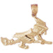 Wicked Witch on Broom Charm Pendant 14k Gold