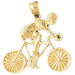 Biker Riding a Bicycle Charm Pendant 14k Gold