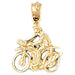 Biker Riding a Bicycle Charm Pendant 14k Gold