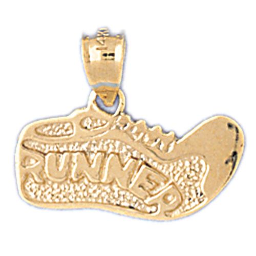 Running Shoe Charm Pendant 14k Gold