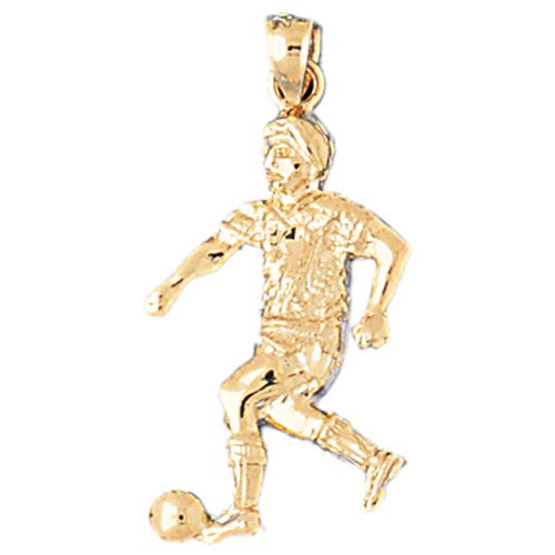 Soccer Player Charm Pendant 14k Gold