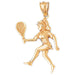 Tennis Player Charm Pendant 14k Gold