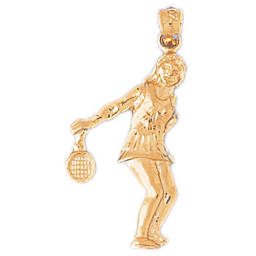 Tennis Player Charm Pendant 14k Gold