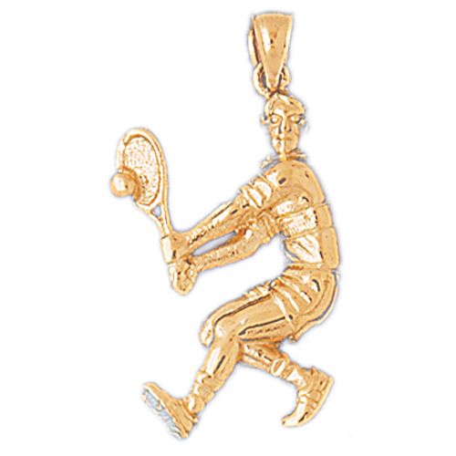 Tennis Player Charm Pendant 14k Gold