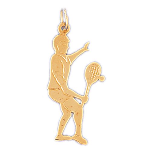 Tennis Player Charm Pendant 14k Gold