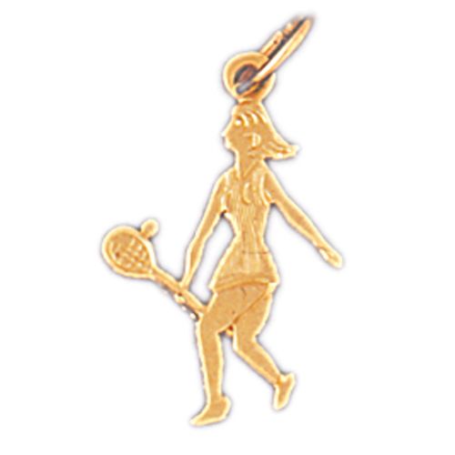 Tennis Player Charm Pendant 14k Gold