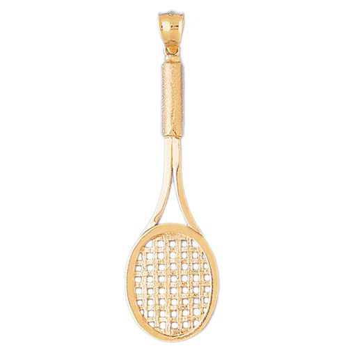 Tennis Racket Charm Pendant 14k Gold