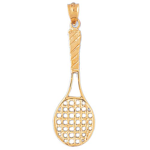 Tennis Racket Charm Pendant 14k Gold