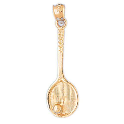 Tennis Racket and Ball Charm Pendant 14k Gold