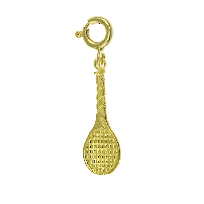 Tennis Racket Charm Pendant 14k Gold